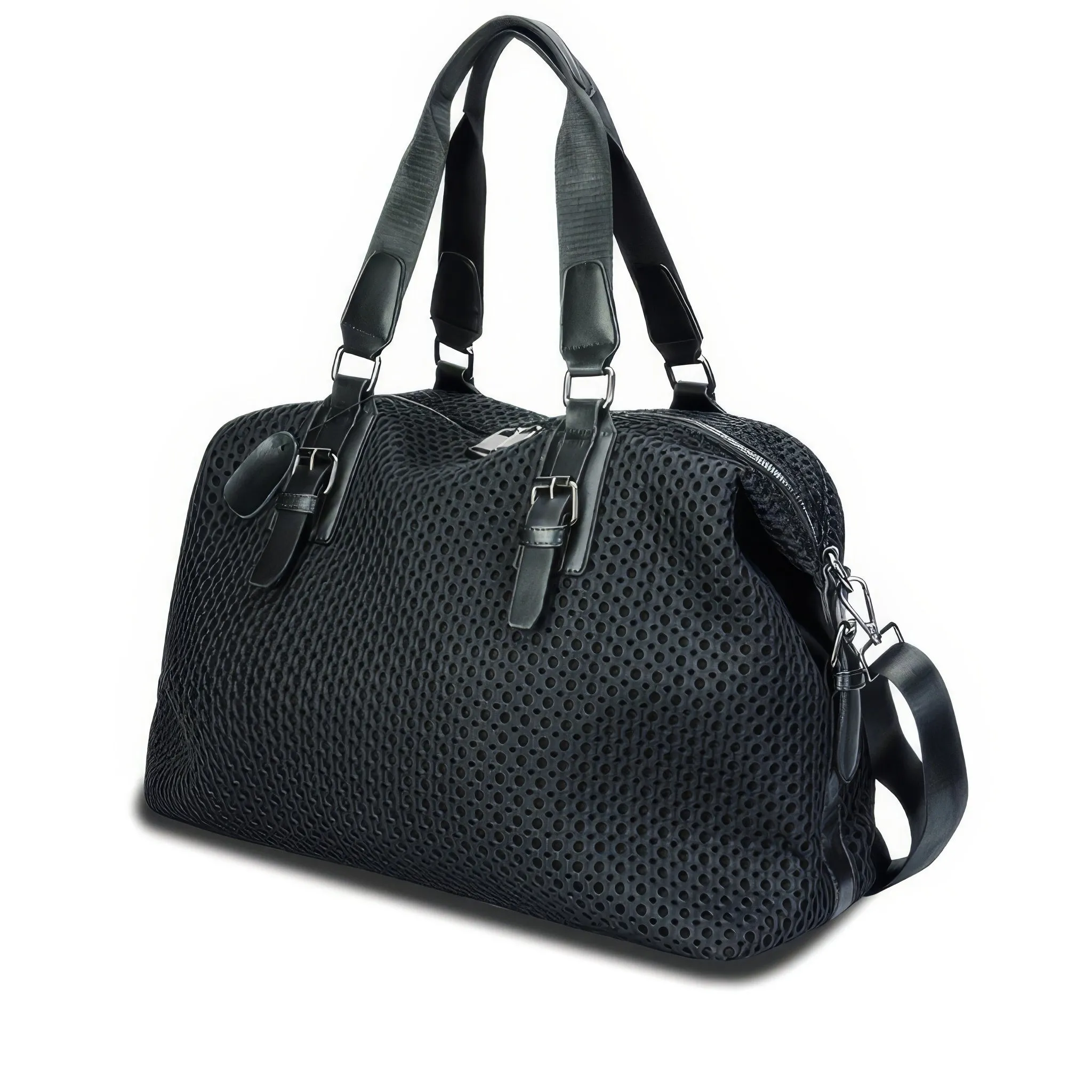 Mesh Panel Dual Strap Travel Duffel Bag