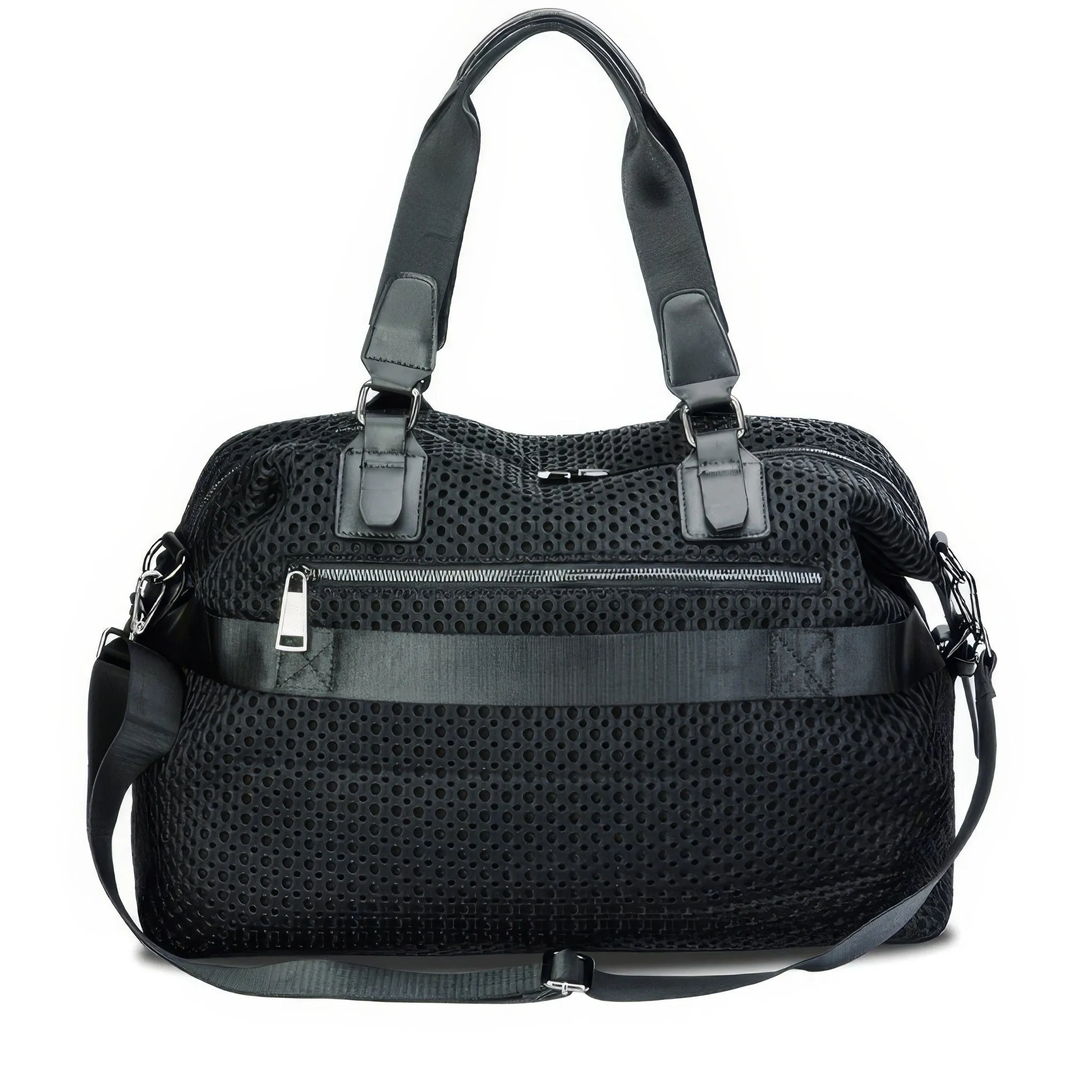 Mesh Panel Dual Strap Travel Duffel Bag