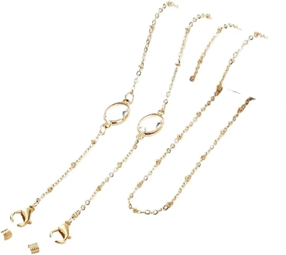Metal Neck Rope Glasses Chain Pearl Women's Watch Strap Hanger(D)
