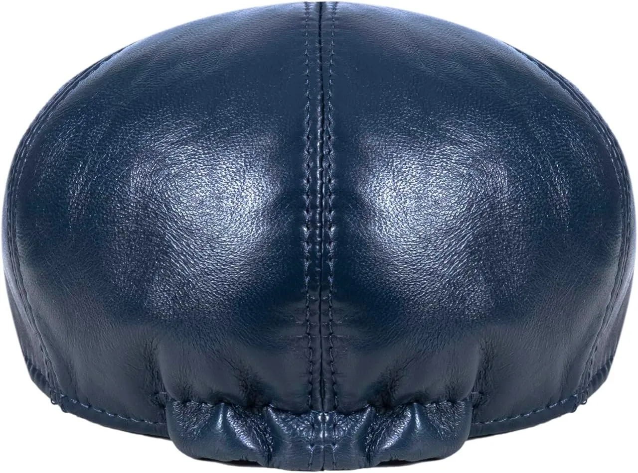 METELLINO, Genuine Sheepskin Leather 6 Panel Ivy Caps, Newboy Cap, Men's
