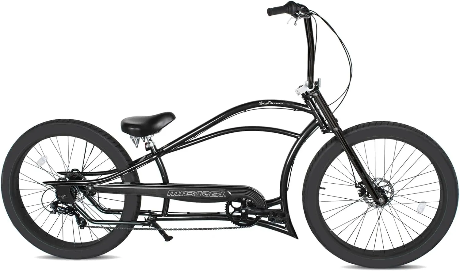 MICARGI 26" 7/GT7/3I DS Speed Bicycles Boston Chopper-style Stretch Cruiser Bikes, Hi-ten Steel Frame for Adult Women Men,Multiple Colors