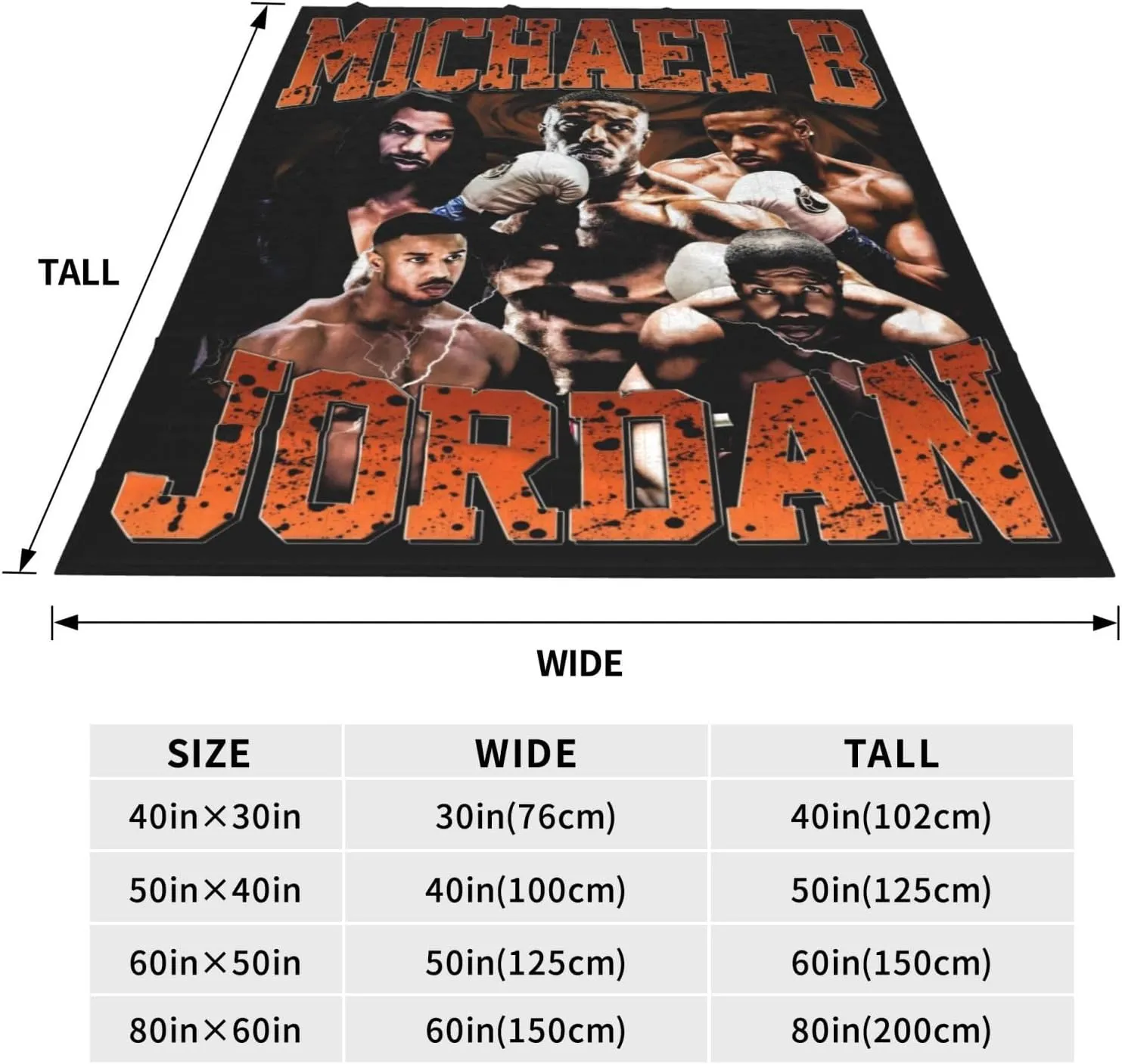 Michael B. Jordan Blanket Flannel Fleece Printed Throw Blankets Ultra Soft Micro Warm Blanket for All Season Bedding Chair Sofa Couch Bed 50"x40"