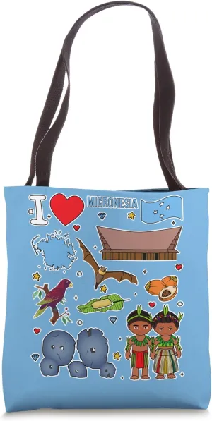 Micronesian hand drawn symbols Micronesia map cultural icons Tote Bag
