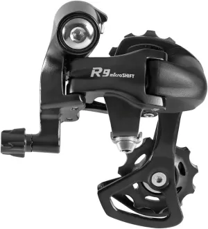 microSHIFT R9 Rear Derailleur - 9-Speed, Short Cage, Road Compatible, Black