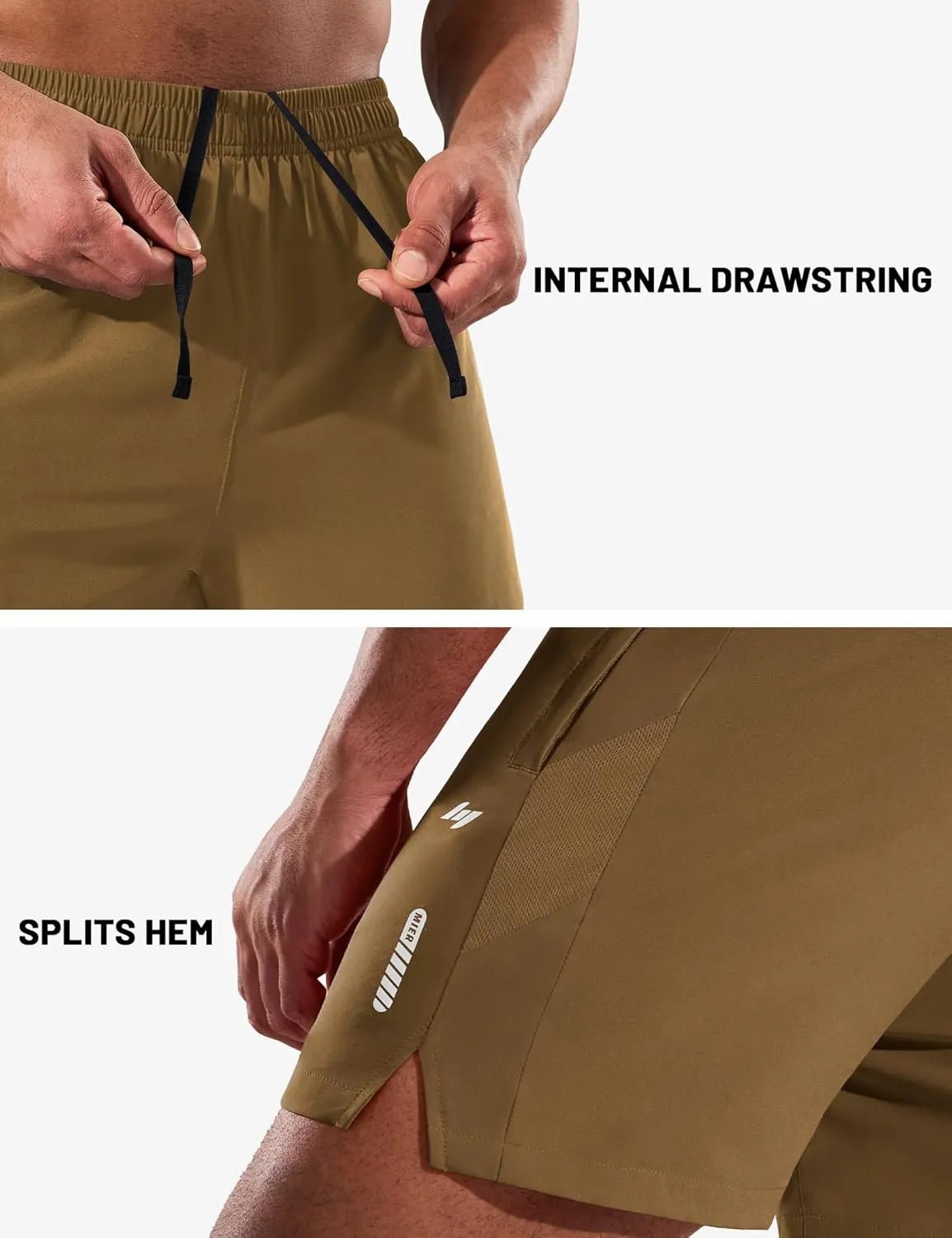 MIER Men's 5 Inch Inseam Running Shorts with Zipper Pockets Quick Dry Athletic Gym Workout No Liner Shorts, Lightweight