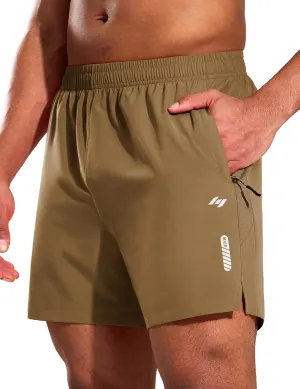 MIER Men's 5 Inch Inseam Running Shorts with Zipper Pockets Quick Dry Athletic Gym Workout No Liner Shorts, Lightweight