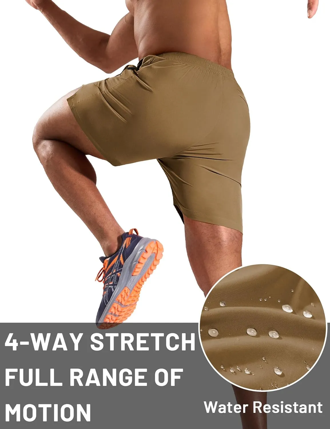MIER Men's 5 Inch Inseam Running Shorts with Zipper Pockets Quick Dry Athletic Gym Workout No Liner Shorts, Lightweight