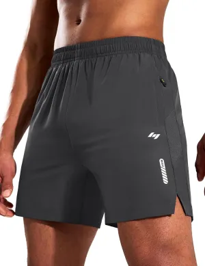 MIER Men's 5 Inch Inseam Running Shorts with Zipper Pockets Quick Dry Athletic Gym Workout No Liner Shorts, Lightweight