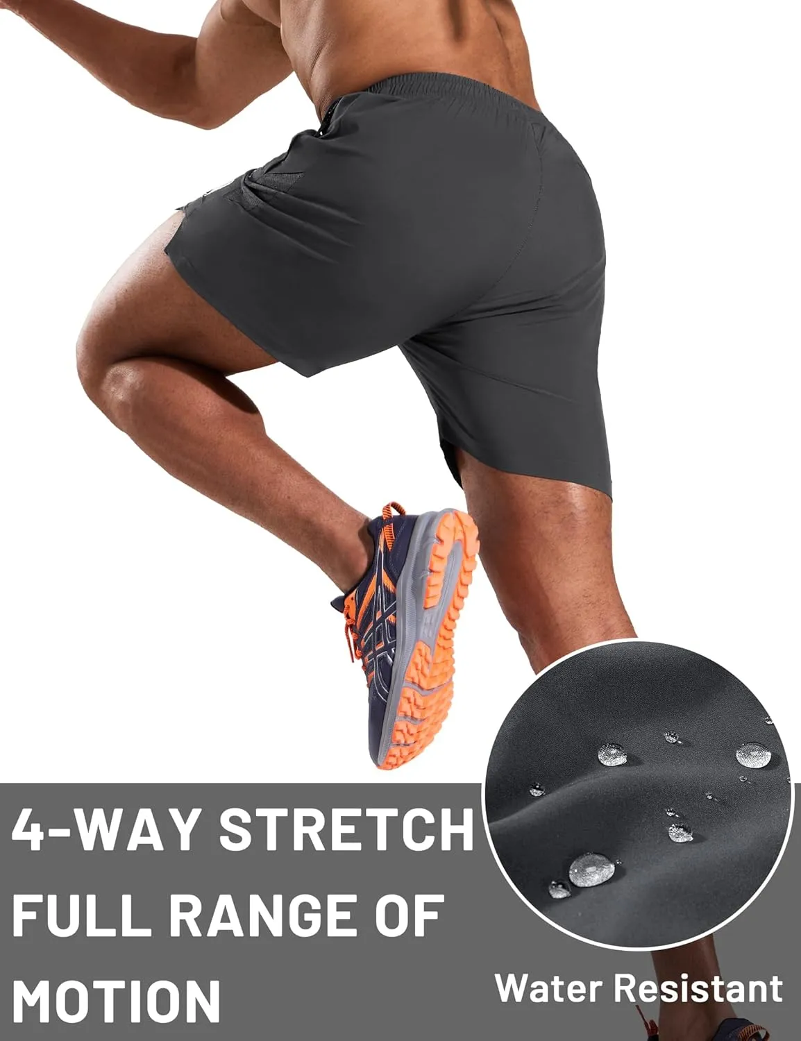 MIER Men's 5 Inch Inseam Running Shorts with Zipper Pockets Quick Dry Athletic Gym Workout No Liner Shorts, Lightweight
