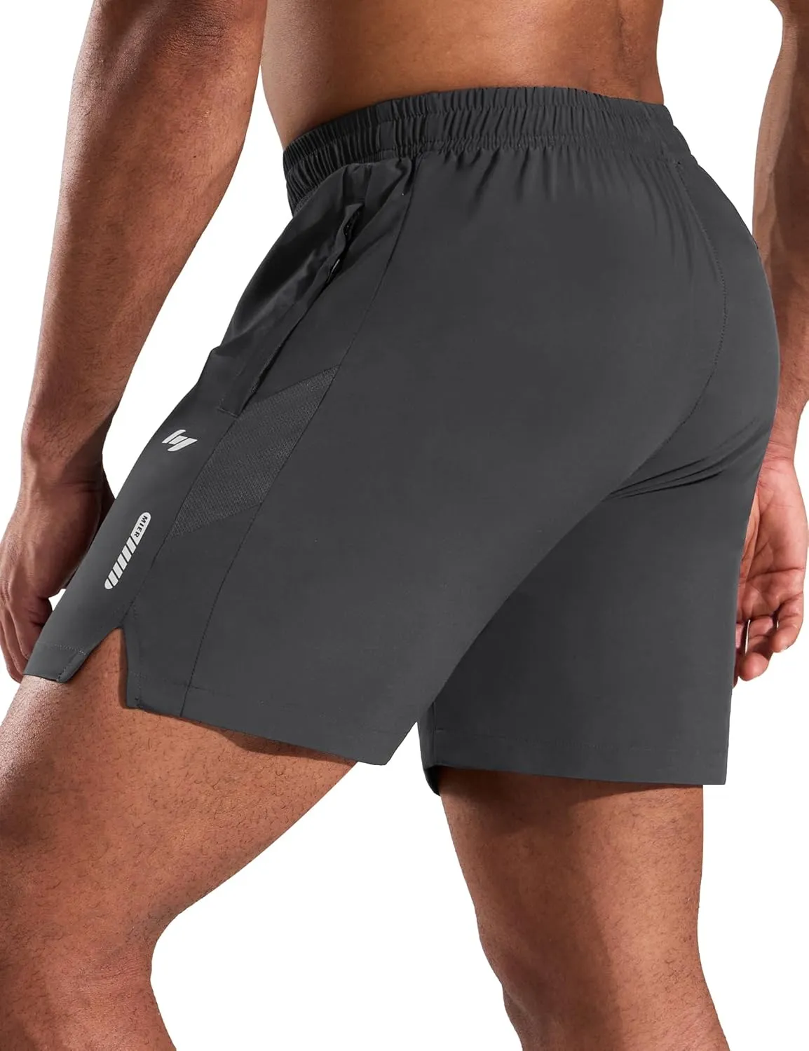 MIER Men's 5 Inch Inseam Running Shorts with Zipper Pockets Quick Dry Athletic Gym Workout No Liner Shorts, Lightweight