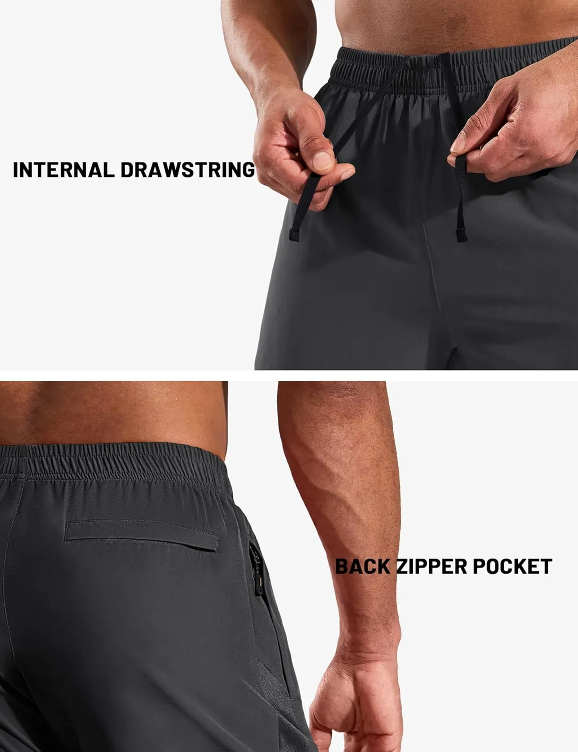 MIER Men's 5 Inch Inseam Running Shorts with Zipper Pockets Quick Dry Athletic Gym Workout No Liner Shorts, Lightweight