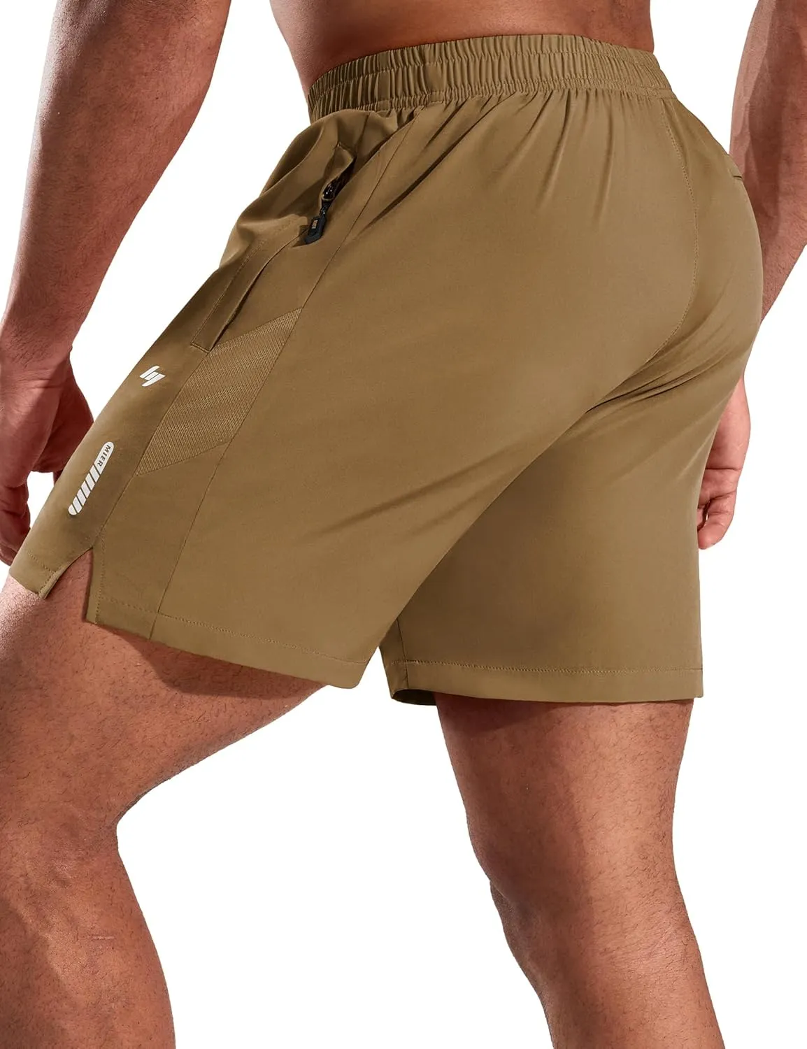 MIER Men's 5 Inch Inseam Running Shorts with Zipper Pockets Quick Dry Athletic Gym Workout No Liner Shorts, Lightweight
