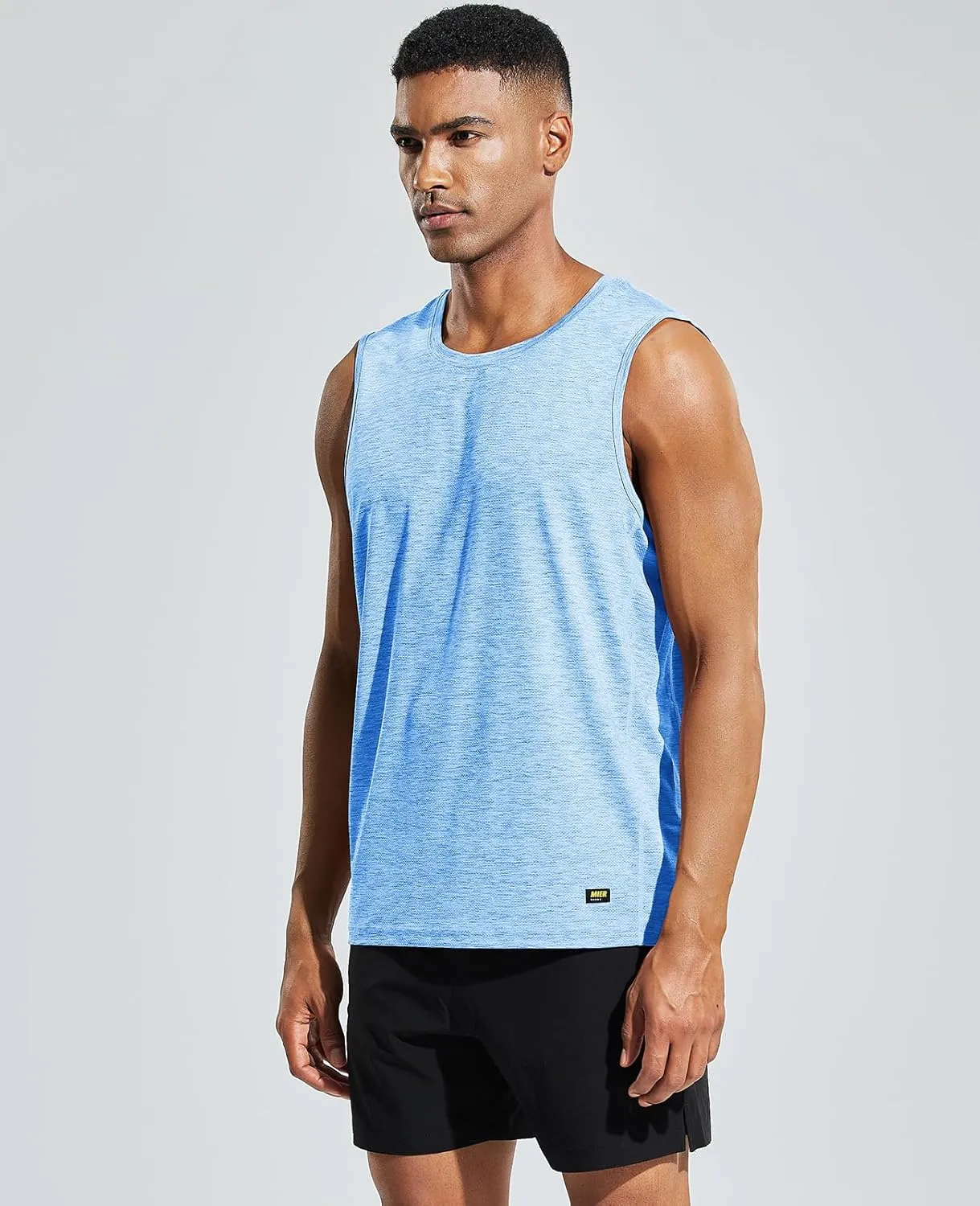 MIER Men’s Sleeveless Tank Top Dry Fit Workout Muscle Tee Shirt for Running Athletic Gym Sports Training, Moisture Wicking