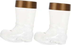 Mikinona 2pcs Santa Shoe Container Xmas Candy Packaging Biscuits Jar Boot-shaped Storage Bottle