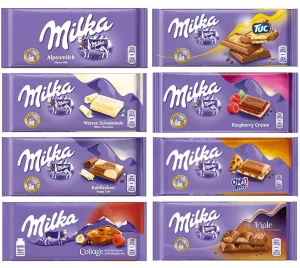 Milka Assorted Chocolates Variety Pack of 8 Bars (Bundle #3)