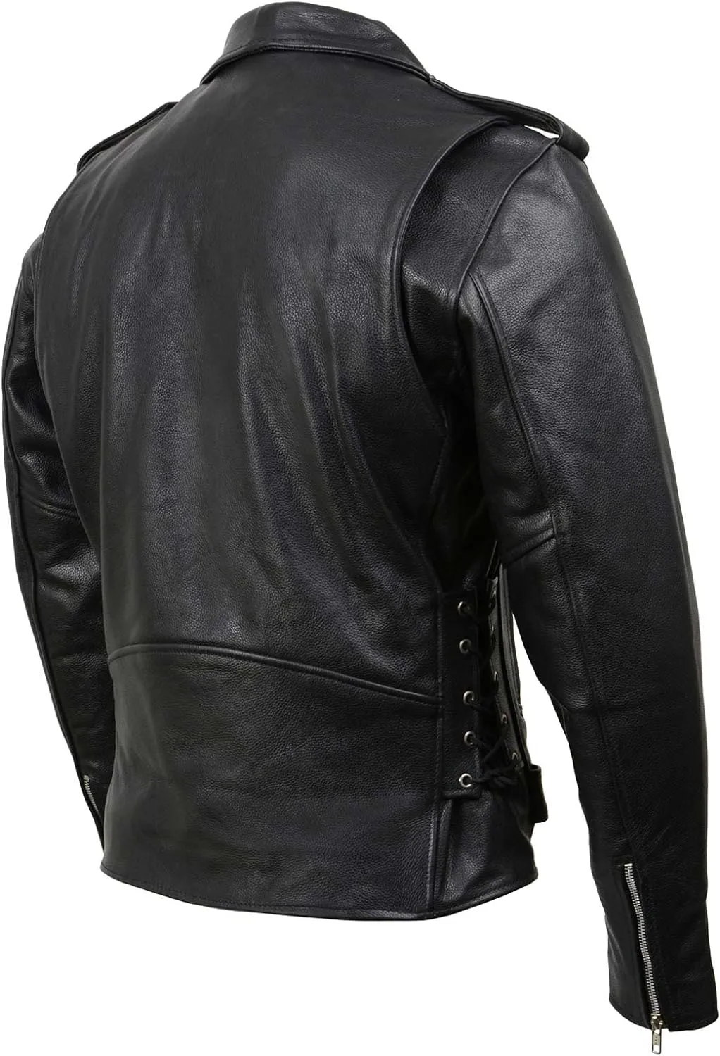 Milwaukee Leather SH1011 Men's Classic Brando Premium Leather Black Motorcycle Riders Leather Jacket w/Side Laces
