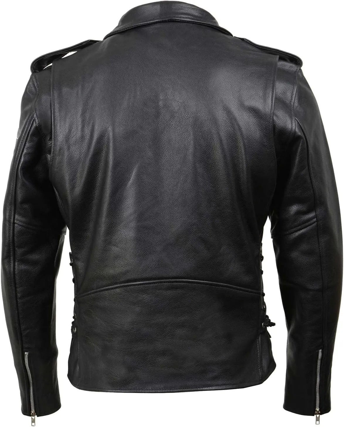 Milwaukee Leather SH1011 Men's Classic Brando Premium Leather Black Motorcycle Riders Leather Jacket w/Side Laces