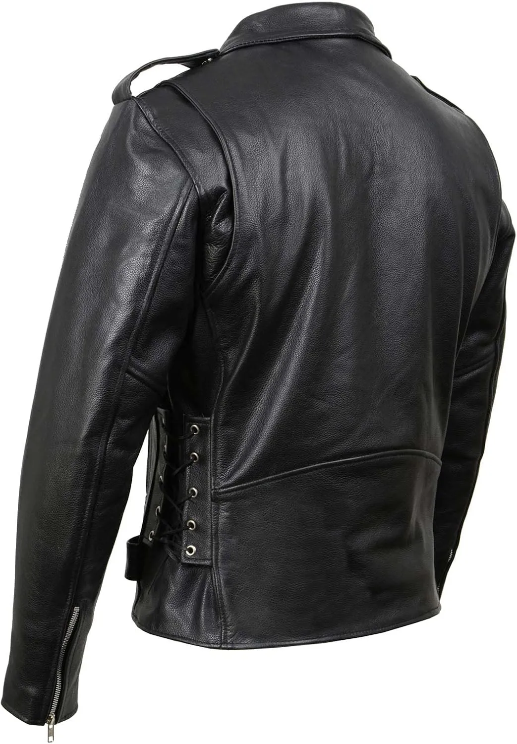 Milwaukee Leather SH1011 Men's Classic Brando Premium Leather Black Motorcycle Riders Leather Jacket w/Side Laces