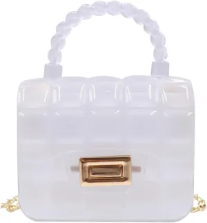 Mini Candy Color Jelly Crossbody Purse for Little Girls Women Transparent Cassette Handbag Shoulder Bag with Top Handle