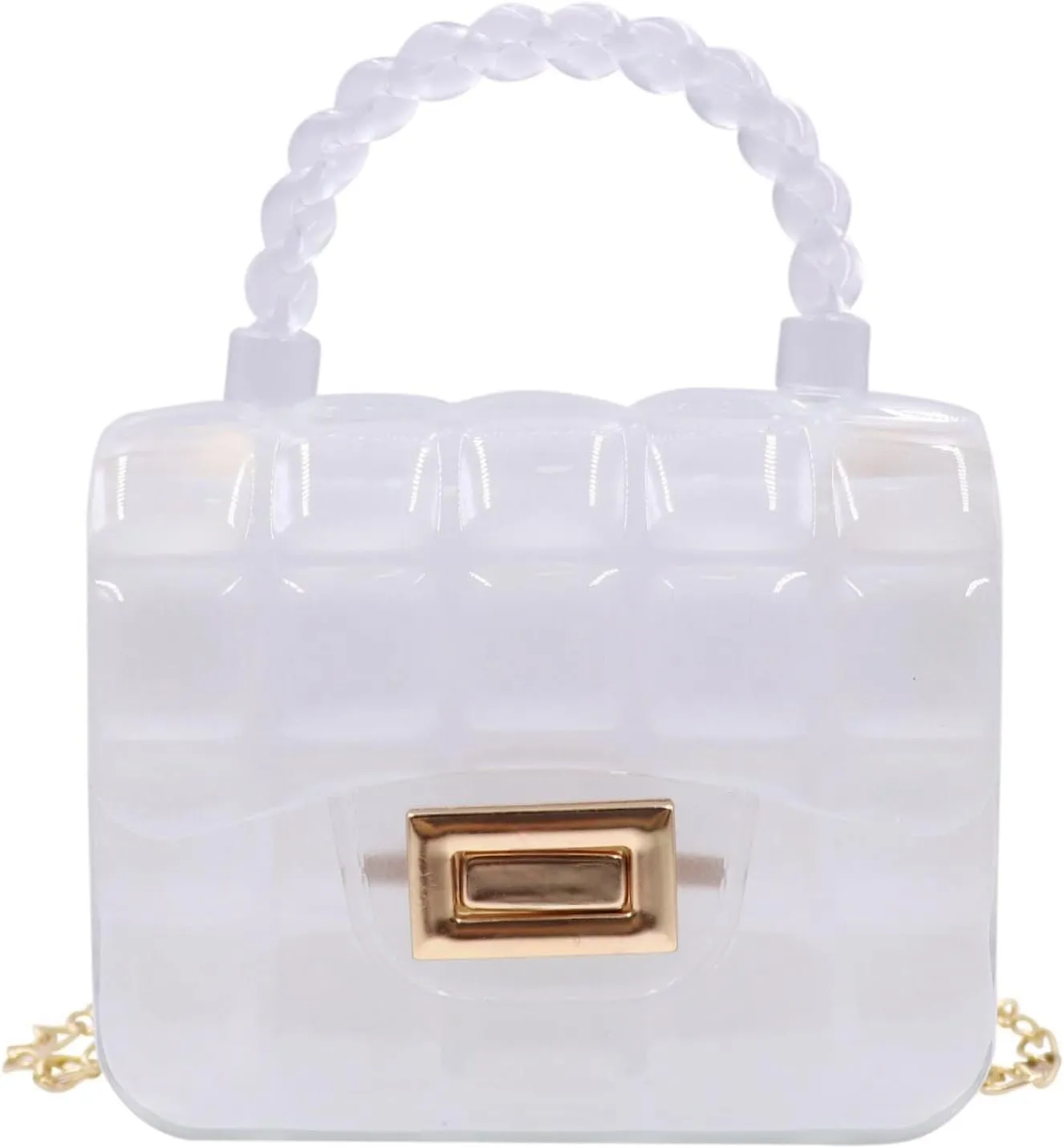 Mini Candy Color Jelly Crossbody Purse for Little Girls Women Transparent Cassette Handbag Shoulder Bag with Top Handle