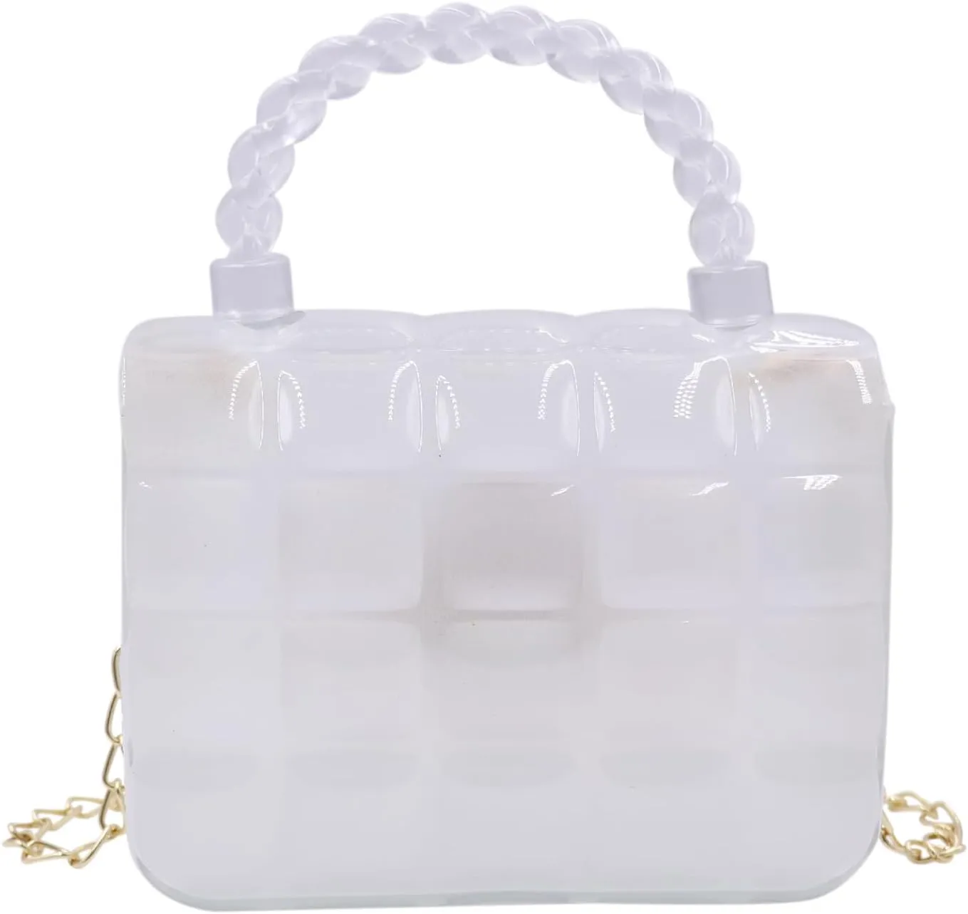 Mini Candy Color Jelly Crossbody Purse for Little Girls Women Transparent Cassette Handbag Shoulder Bag with Top Handle
