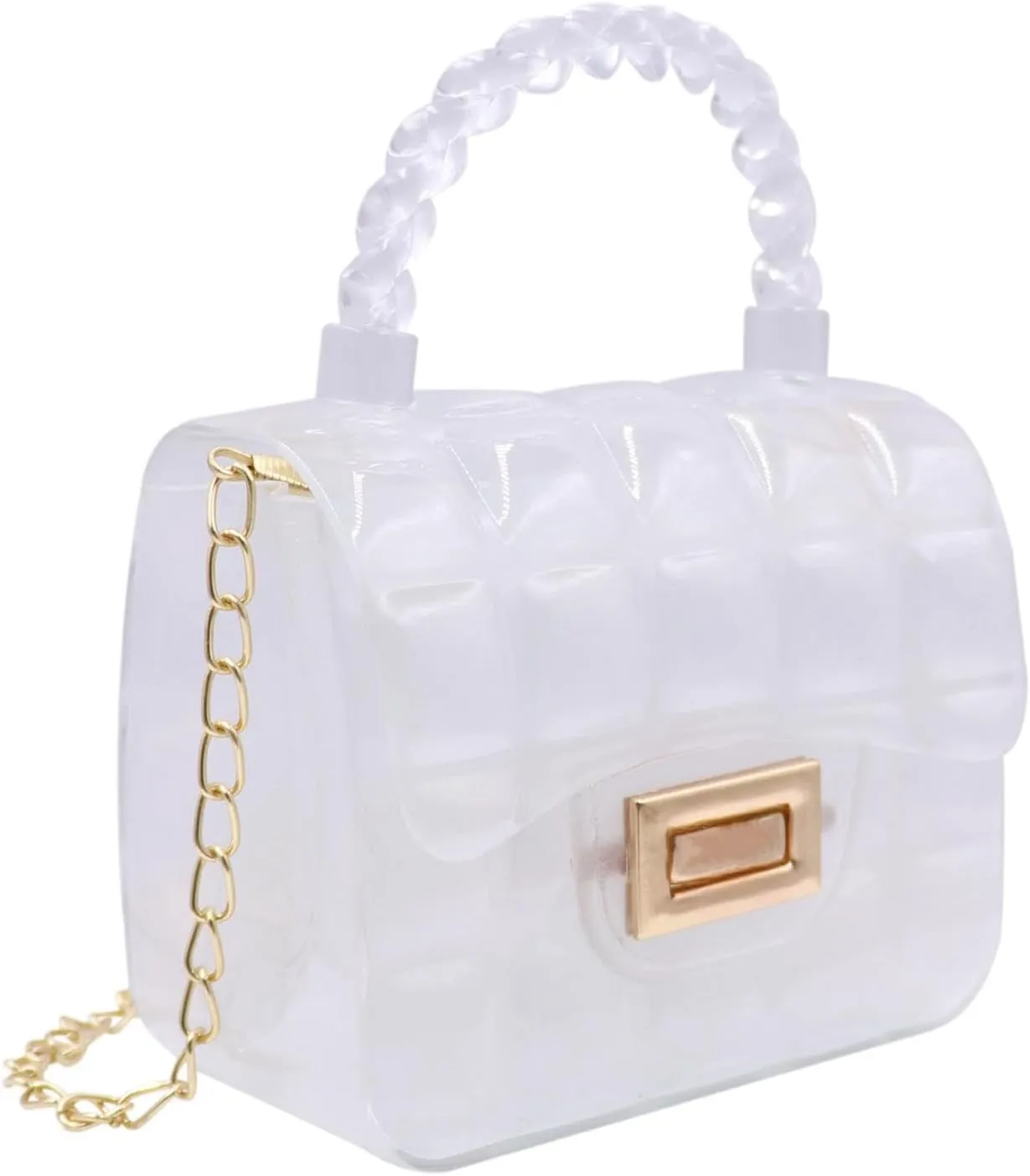 Mini Candy Color Jelly Crossbody Purse for Little Girls Women Transparent Cassette Handbag Shoulder Bag with Top Handle