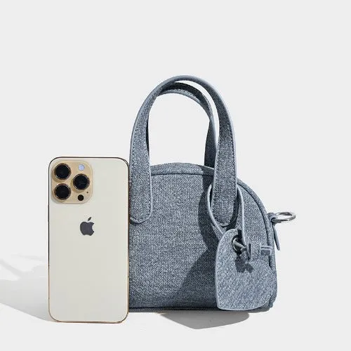 Mini Denim Bowling Bag