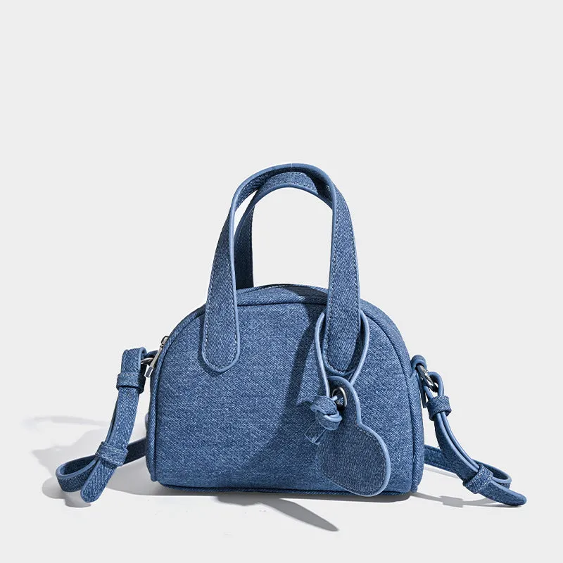 Mini Denim Bowling Bag
