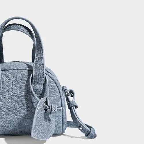 Mini Denim Bowling Bag