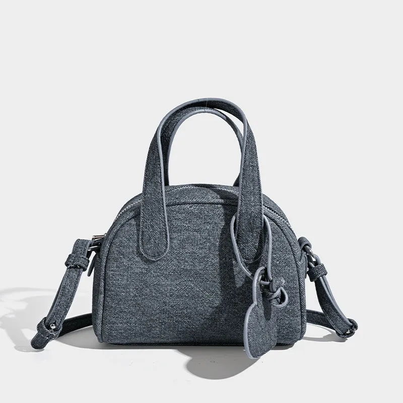 Mini Denim Bowling Bag