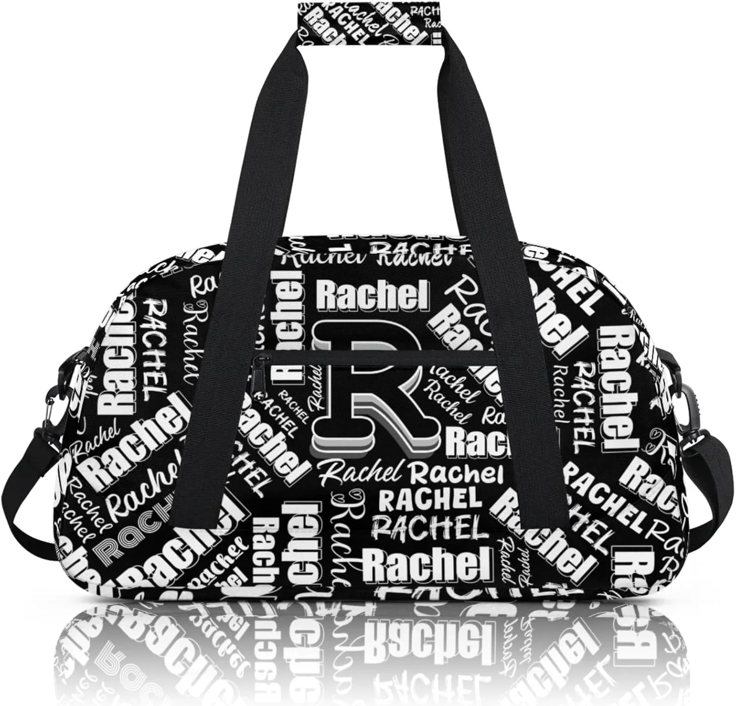 Mini Sports Duffel Bag Waterproof Custom Women Small Gym Bag 18 inch for Men Carry on Overnight Travel Tote Bag Black