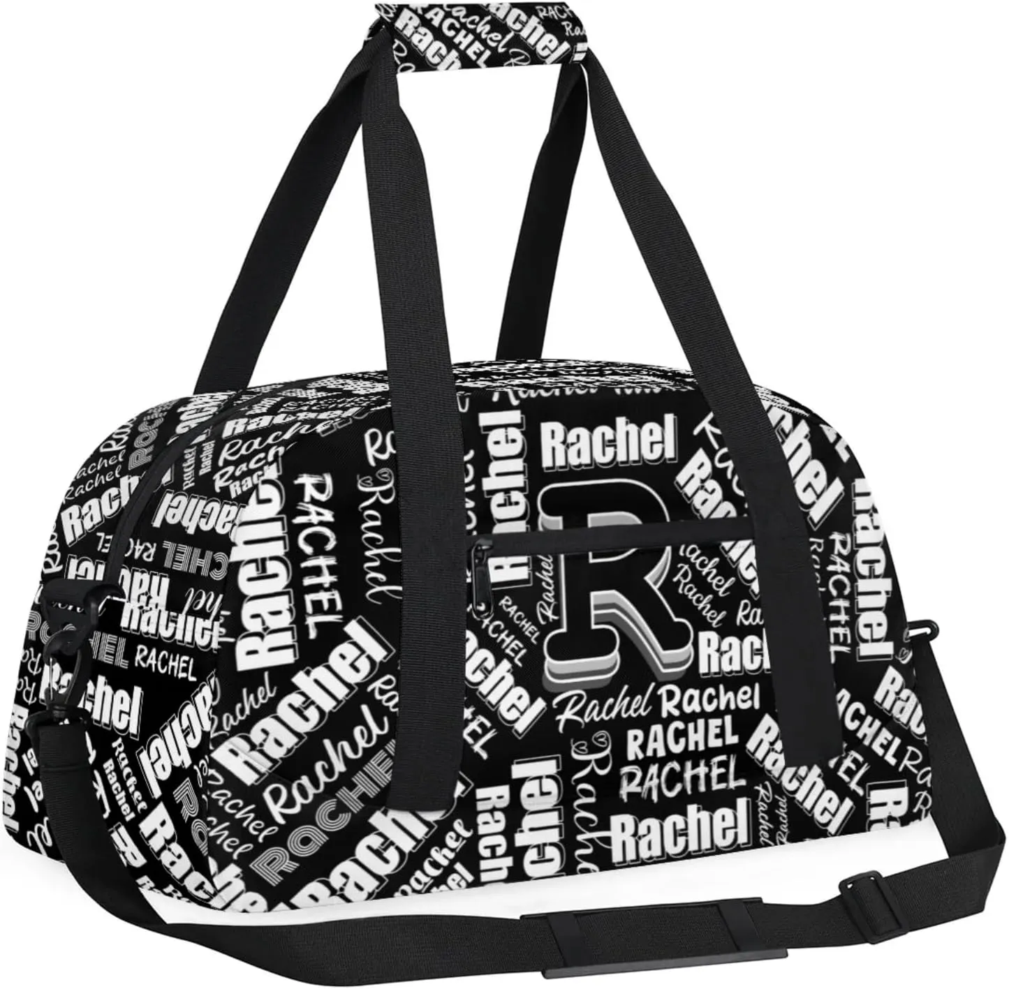 Mini Sports Duffel Bag Waterproof Custom Women Small Gym Bag 18 inch for Men Carry on Overnight Travel Tote Bag Black