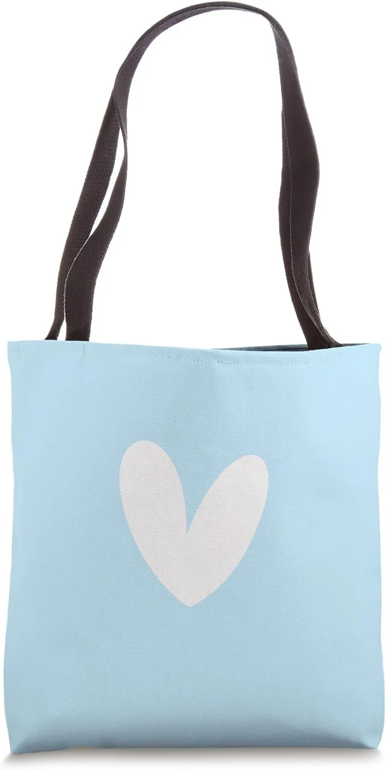 Minimalist Heart Love Romantic Heart on Baby Blue Tote Bag