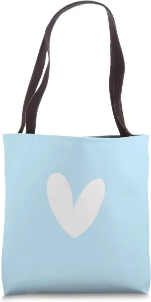 Minimalist Heart Love Romantic Heart on Baby Blue Tote Bag