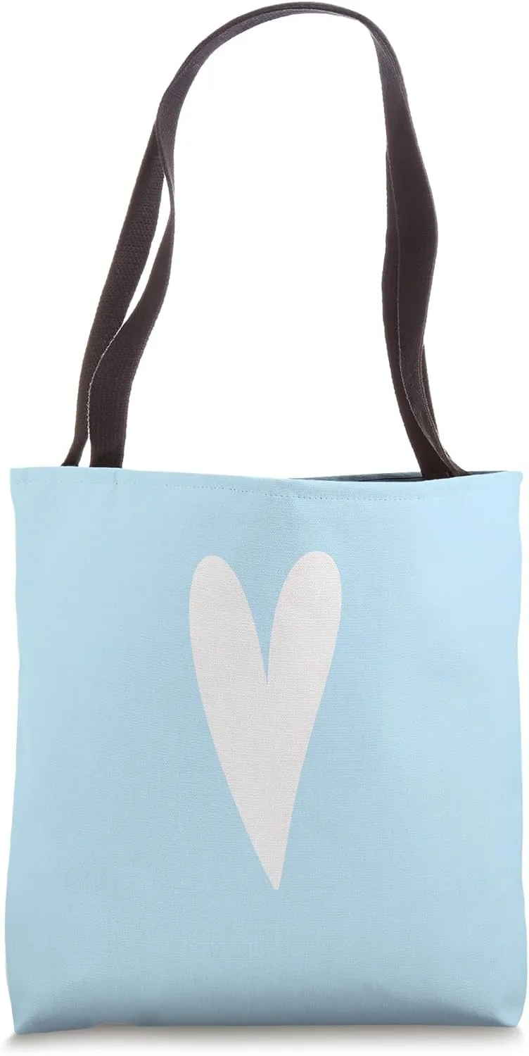 Minimalist Heart Love Romantic Heart on Baby Blue Tote Bag