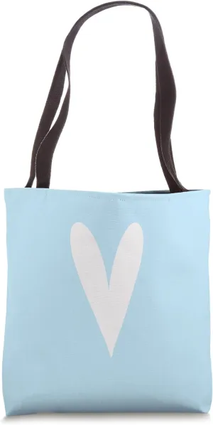 Minimalist Heart Love Romantic Heart on Baby Blue Tote Bag