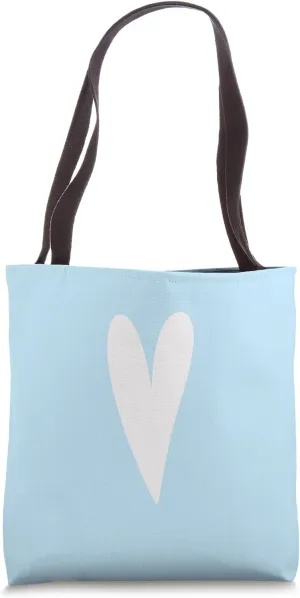 Minimalist Heart Love Romantic Heart on Baby Blue Tote Bag