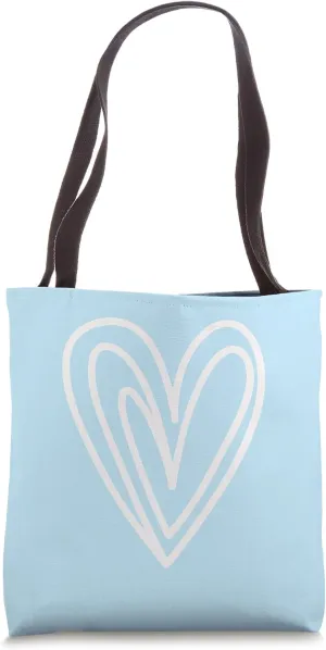 Minimalist Heart Love Romantic Heart on Baby Blue Tote Bag