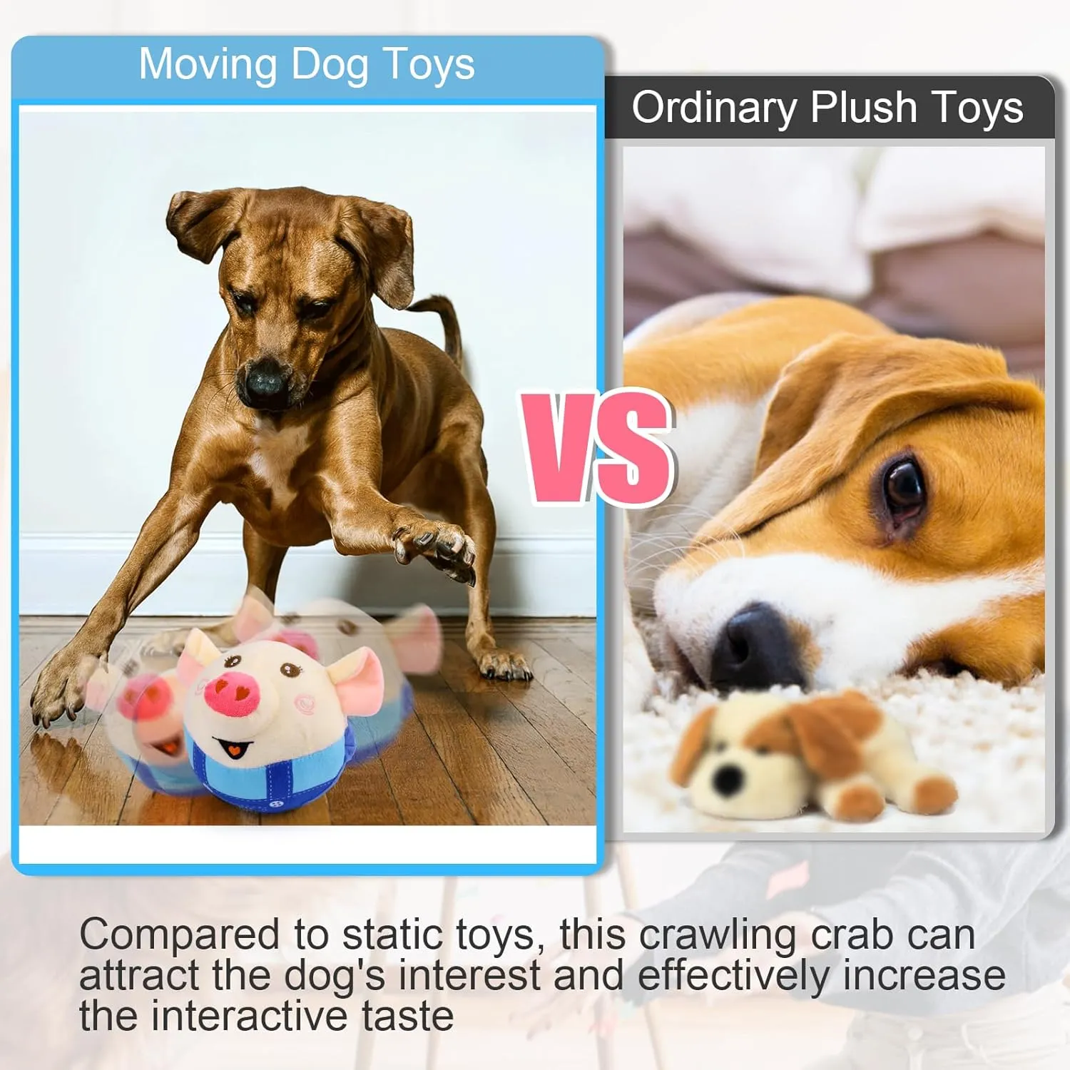 Mity rain Interactive Dog Toys - Bouncing Pig with Music and Recording, Moving Ball for Small/Medium/Large Puppy to Keep Them Busy for Boredom, Smart Motion Activate Pet Toy, Rehargeable