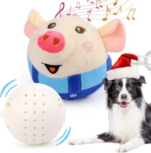 Mity rain Interactive Dog Toys - Bouncing Pig with Music and Recording, Moving Ball for Small/Medium/Large Puppy to Keep Them Busy for Boredom, Smart Motion Activate Pet Toy, Rehargeable