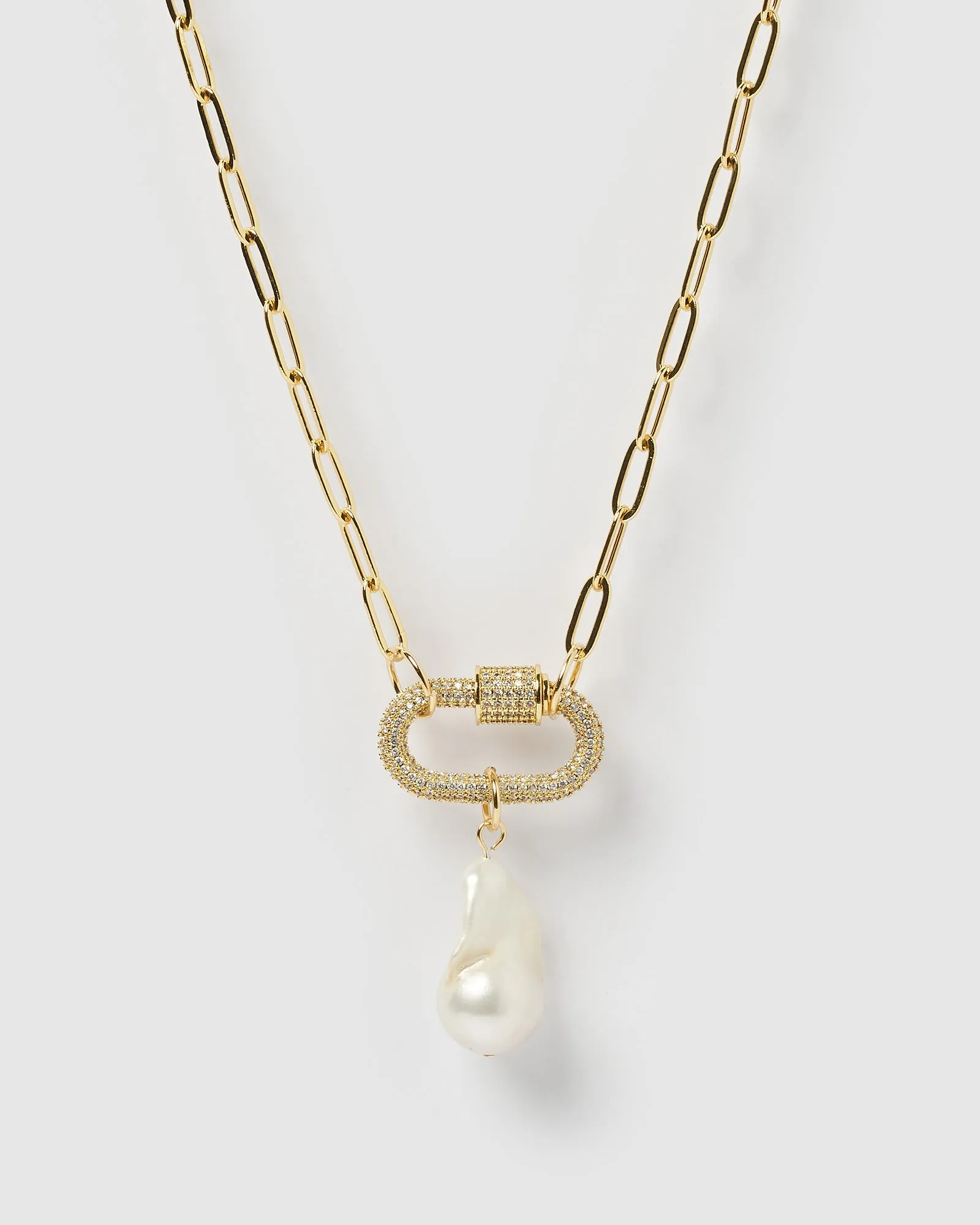 Miz Casa & Co Rayleigh Link Chain Necklace Gold Pearl