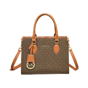 MK Women's Leather Tote, Luxury Shoulder Bag and Crossbody Bag with RFID Protection, Designer Work Tote, Gift for Her(brown)