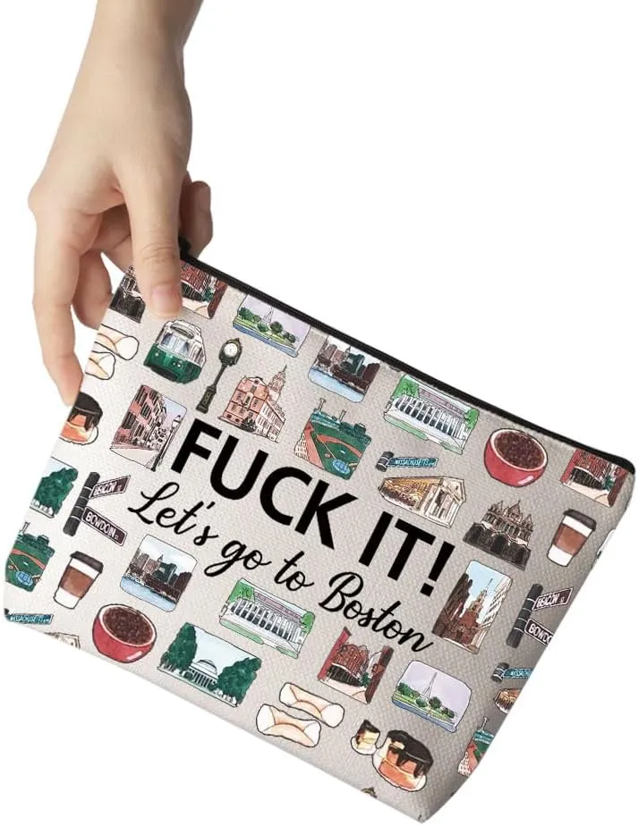 MNIGIU Boston Cosmetic Makeup Bag Boston Travel Gift Boston Travel Pouch Girls Trip to Boston Gift for Her (Go to Boston), Medium