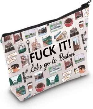 MNIGIU Boston Cosmetic Makeup Bag Boston Travel Gift Boston Travel Pouch Girls Trip to Boston Gift for Her (Go to Boston), Medium