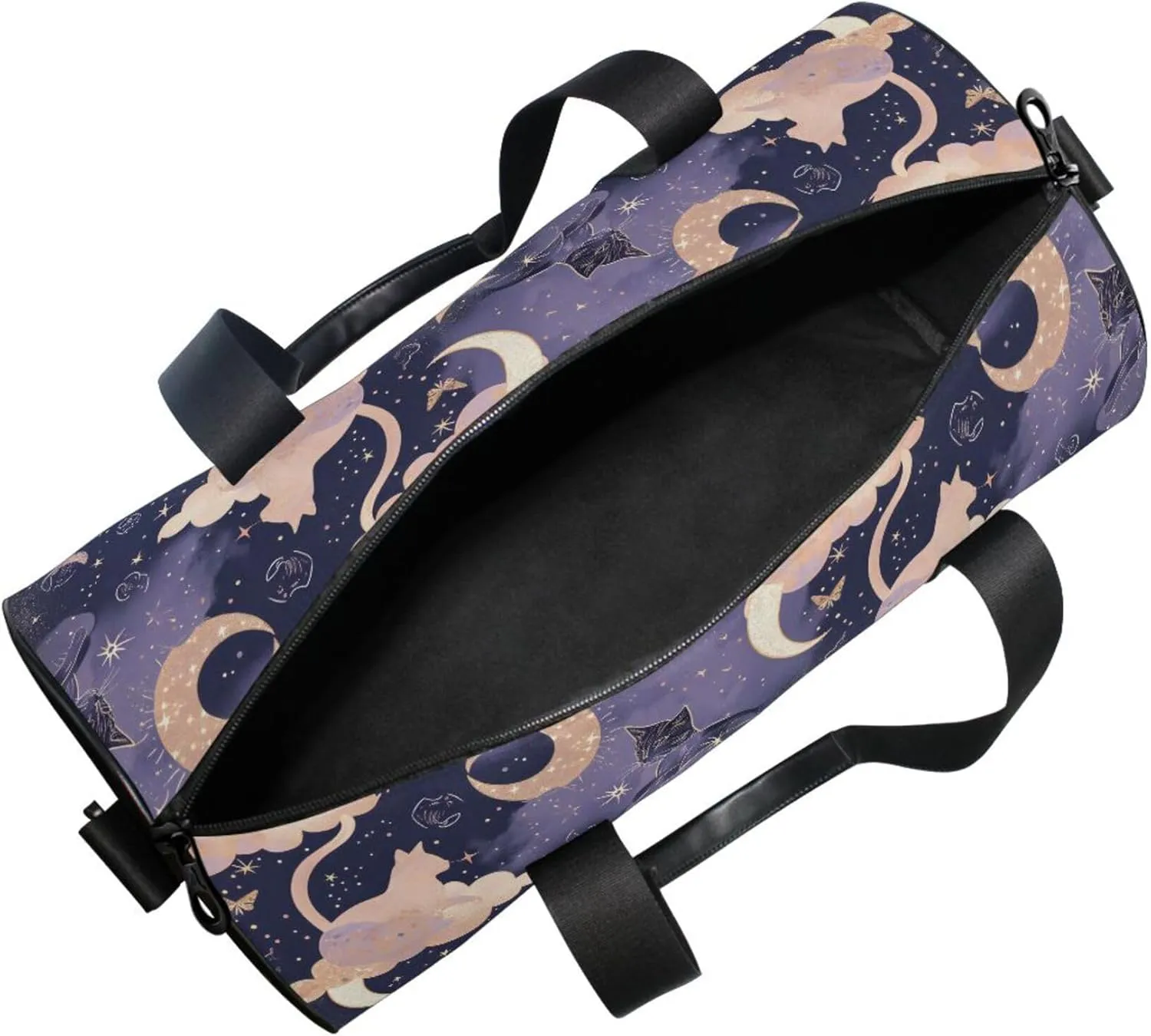 MNSRUU Sports Duffel Bags, Cat Moon Athletic Gym Bag Overnight Workout Travel Tote Luggage for Men Women Yoga