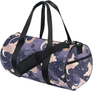 MNSRUU Sports Duffel Bags, Cat Moon Athletic Gym Bag Overnight Workout Travel Tote Luggage for Men Women Yoga