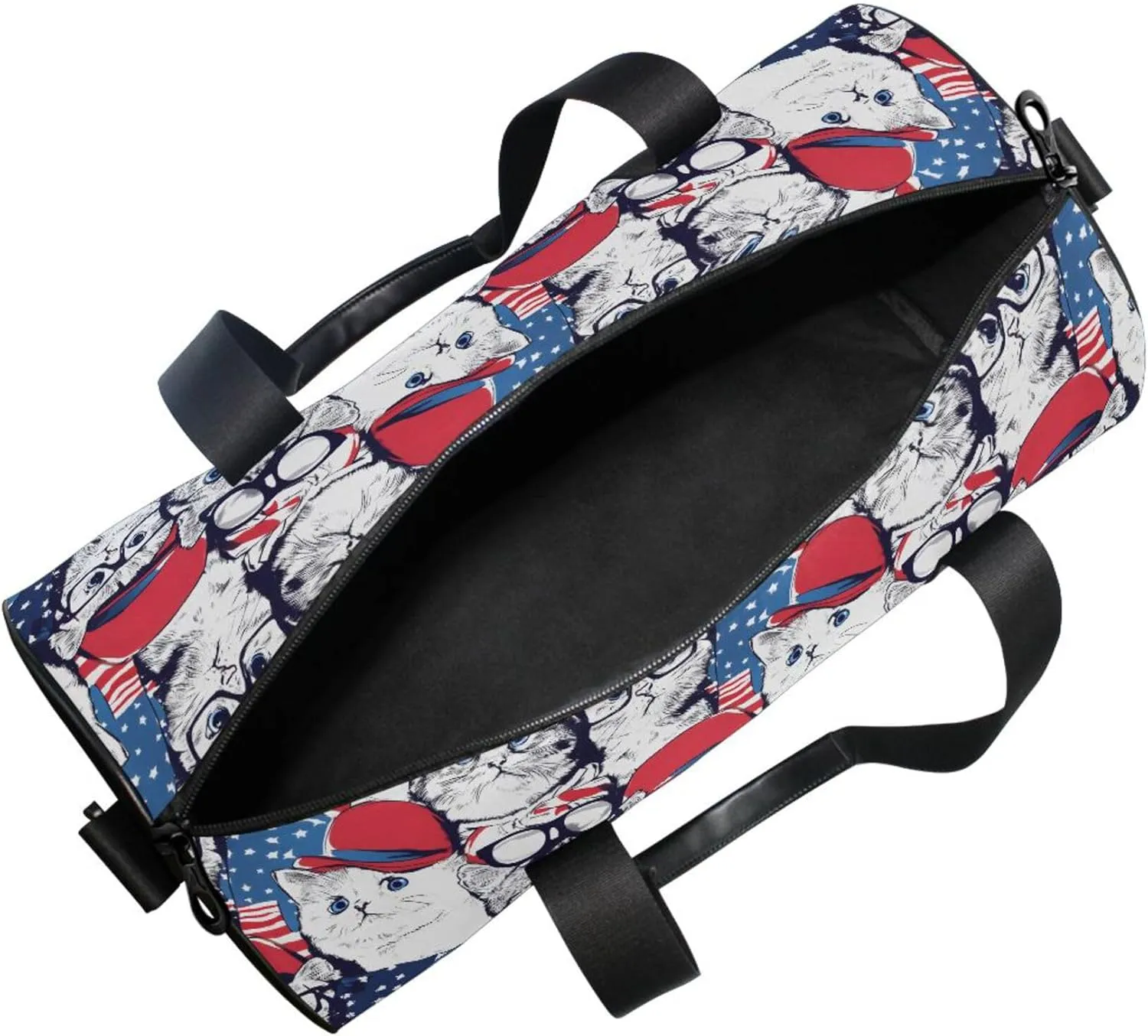 MNSRUU Sports Duffel Bags, Flag Cat Athletic Gym Bag Overnight Workout Travel Tote Luggage for Men Women Yoga