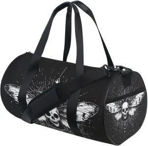 MNSRUU Sports Duffel Bags, Gothic Skull and Moth Athletic Gym Bag Overnight Workout Travel Tote Luggage for Men Women Yoga