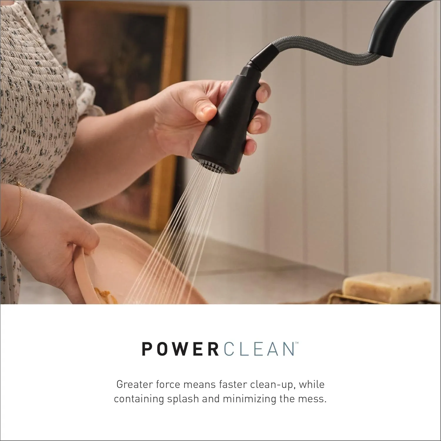 Moen 5925EWBLS Sleek Spring Pulldown Kitchen Faucet with Power Boost, Black Stainless