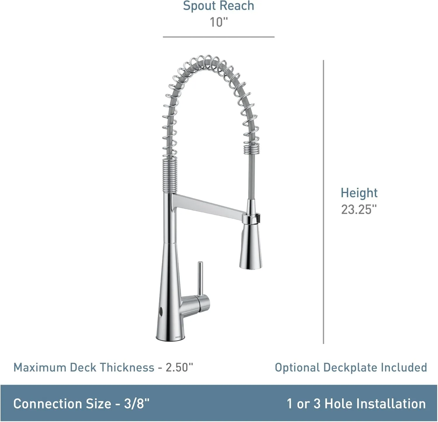 Moen 5925EWBLS Sleek Spring Pulldown Kitchen Faucet with Power Boost, Black Stainless